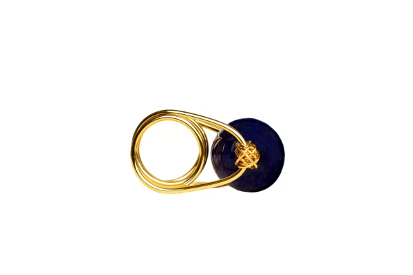 Large Moon Ring of Blue Talavera and Gold - Image 3