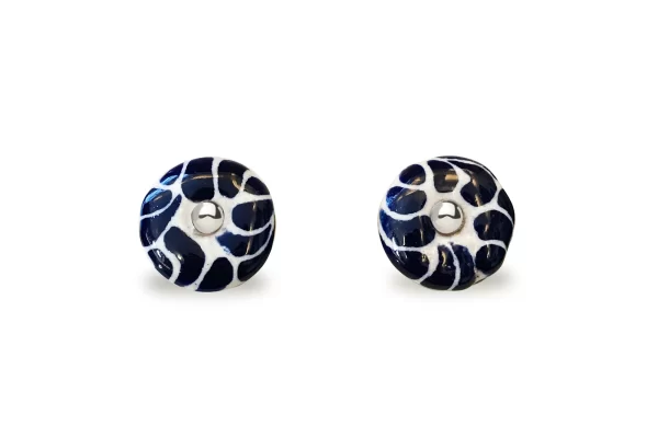 Big Blue Margarita Flowers Talavera and Silver Cufflinks - Image 2