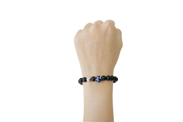 Black Agata with Blue Plumed Talavera Bracelet - Image 2