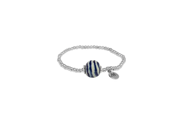 Small Blue Stripes Talavera and Bracelet of Silver - Image 2