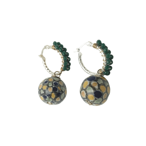 Earrings with green Cristals, Colours of Talavera and Silver - Image 2