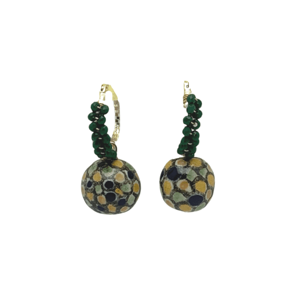 Earrings with green Cristals, Colours of Talavera and Silver