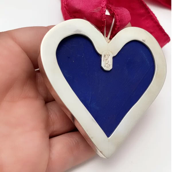 Collar Heart with flower of the ITSMO dark blue (hand paint) - Image 2